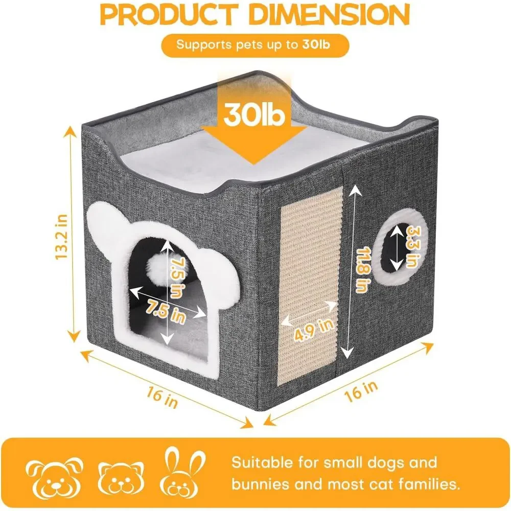 OWNPETS INDOOR CAT BED FOLDABLE W SCRATCH PAD AND REVERSIBLE CUSHION NEW
